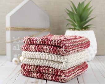 Hand Knitted Cotton Dish Cloths - Eco-Friendly Cleaning  - Desert Scene (Set of 3)