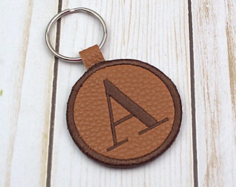 Brown Faux Leather Keychain