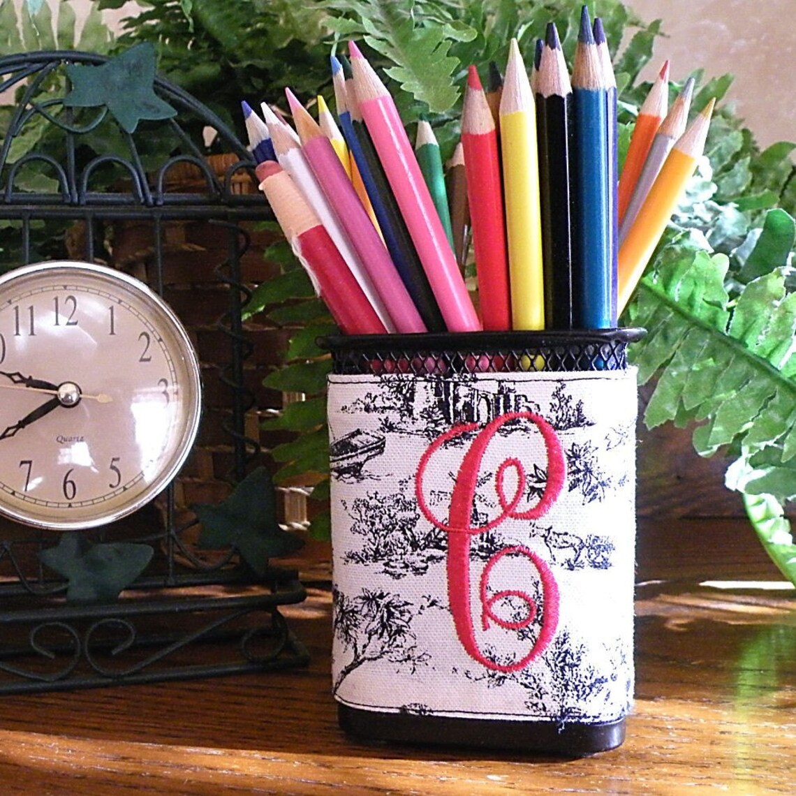 Monogrammed Pen Holder Personalized Desk Accessory Etsy UK