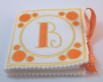 Needle Book, Needle Keeper Monogrammed Orange and Yellow Wool Felt Needle Book