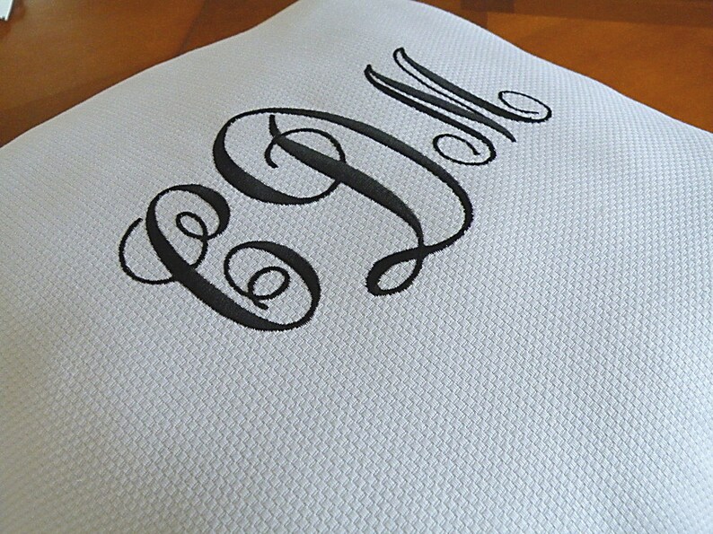 White Monogrammed Pillow with Black Piping Personalized Etsy