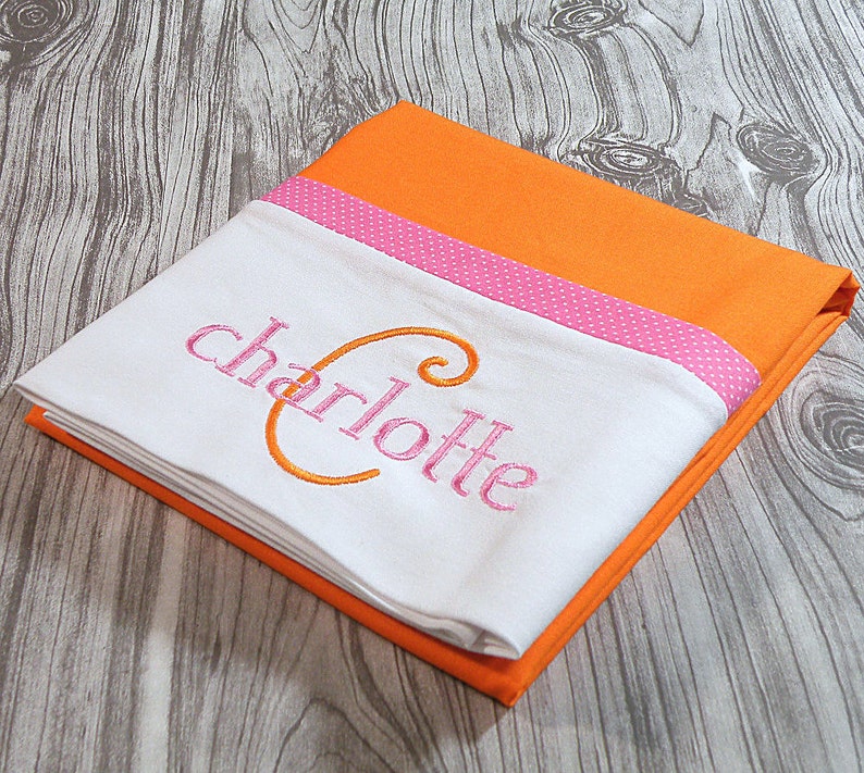 Orange Personalized Pillowcase Orange Monogrammed Pillowcase Etsy