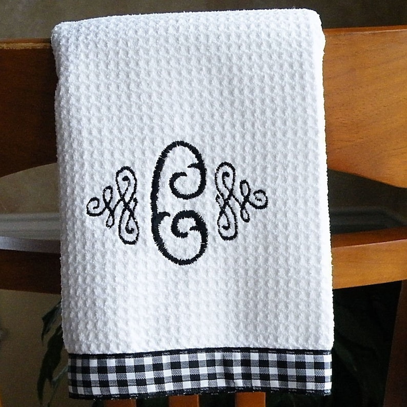 Monogrammed Kitchen Towel Monogrammed Dish Towel Etsy