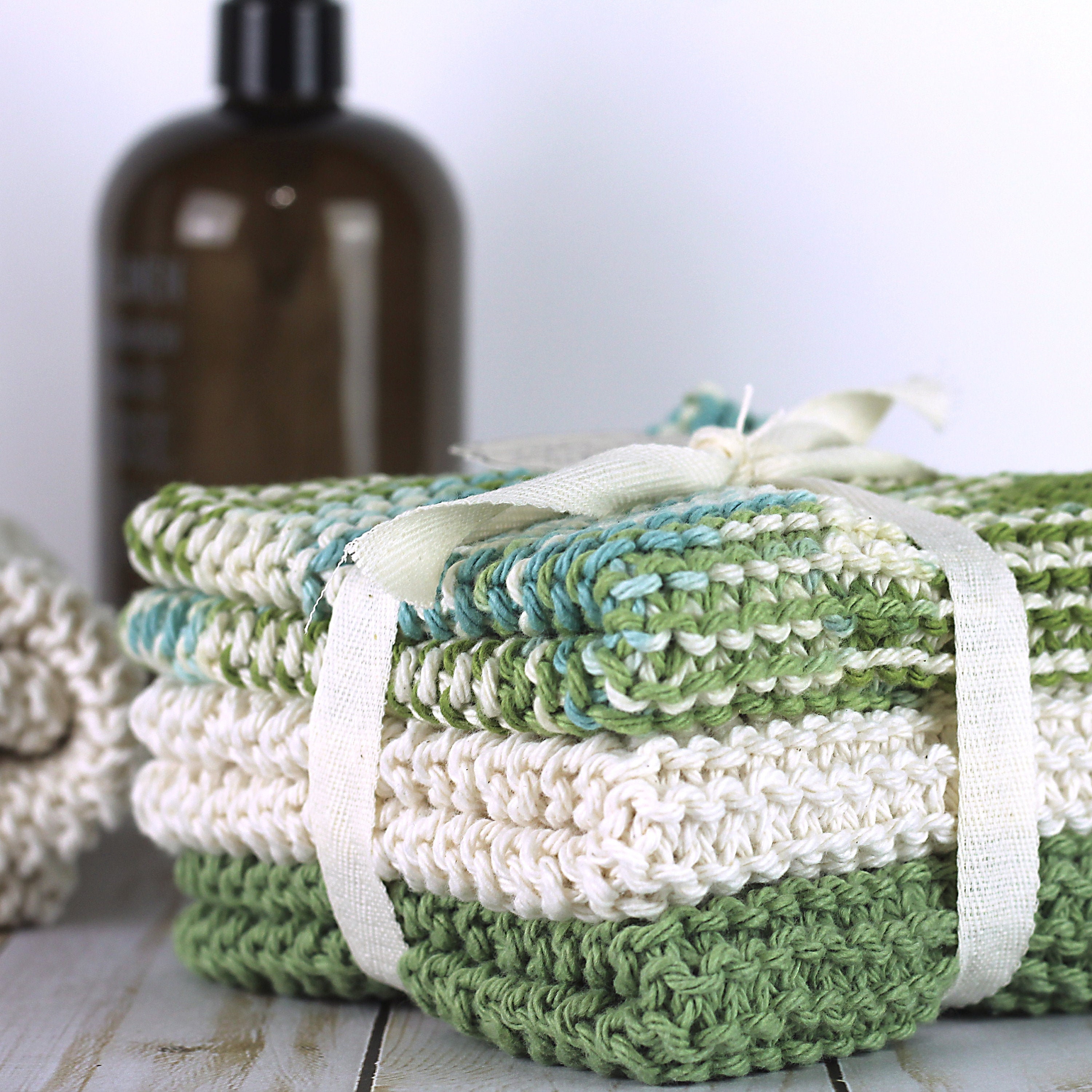 Hand Knitted Dishcloths Cotton Washcloths Dish Cloths Wash Etsy