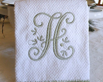 Monogrammed Dish Towel, Monogrammed Kitchen Towel Sage Green
