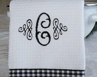 Monogrammed Kitchen Towel, Monogrammed Dish Towel, Personalized Hand Towel