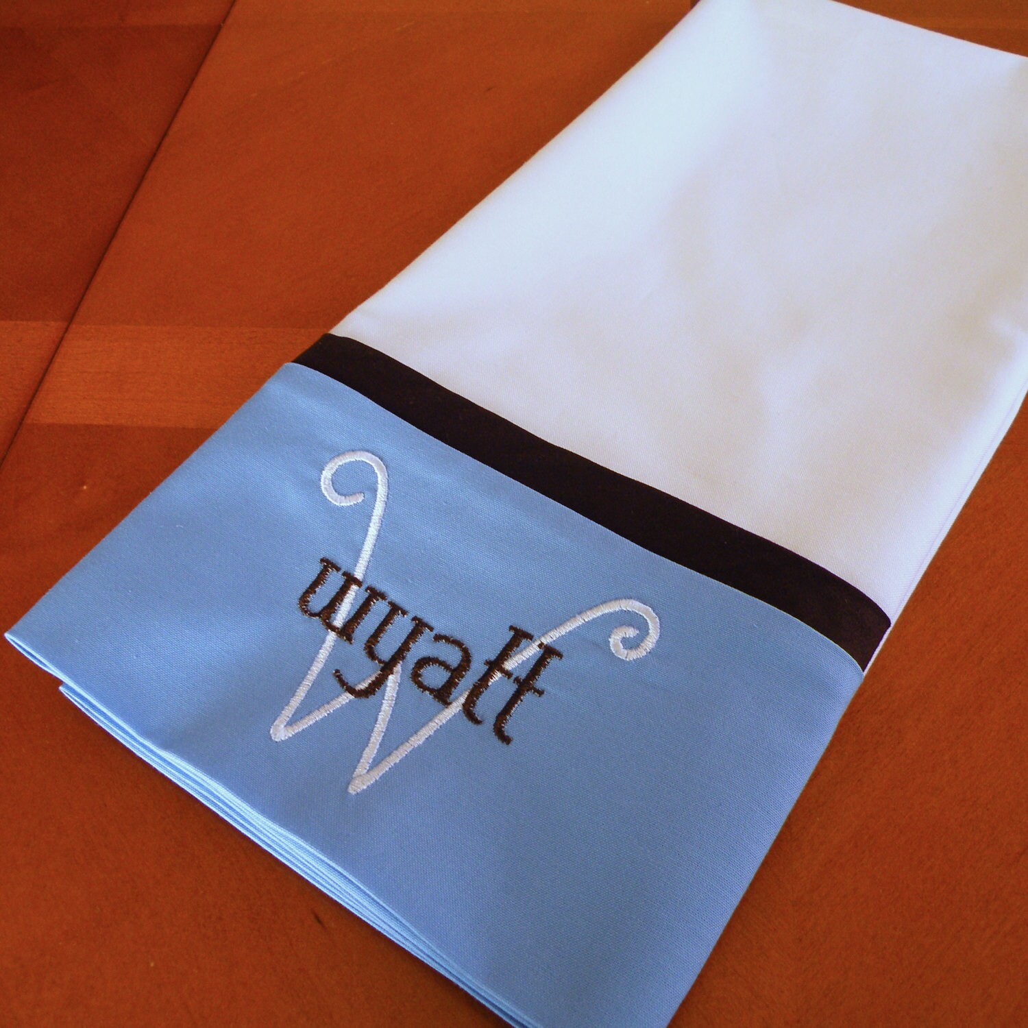 Personalized Pillowcase White Pillowcase Blue Pillowcase Etsy