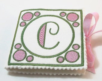 Sewing Needle Book,  Wool Needle Book, Pincushion, Needle Keeper Pink and Green