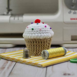 Crocheted Cupcake Pincushion Vanilla, Chocolate or strawberry image 3
