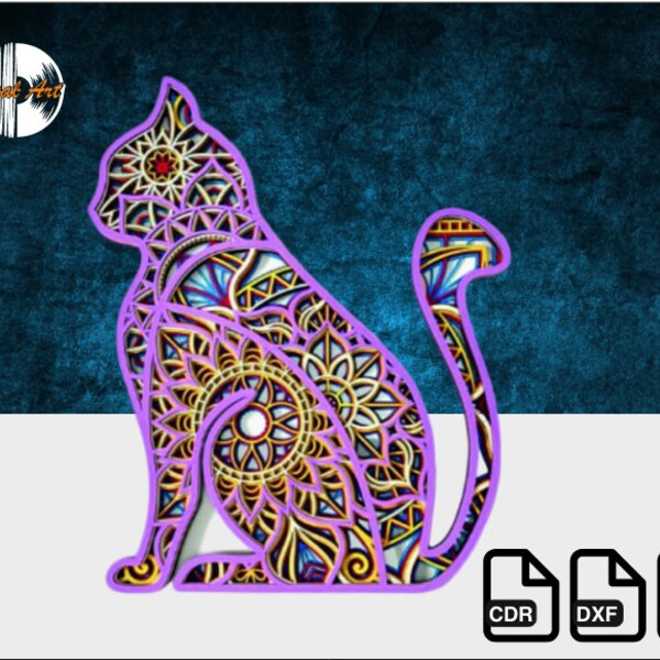 cat mandala Katze cnc laser