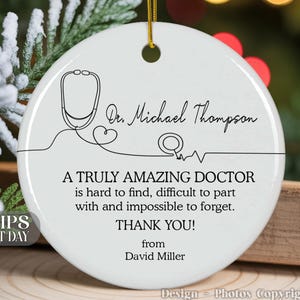 Personalized Doctor Thank You Ornament, Custom Name Medical Appreciation Gift for Physician, Nurse, Healthcare Hero, Doctor Retirement Gift