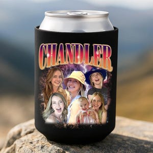 Custom Photo & Text Can Cooler, Custom Face Koozie, Personalized Party Favor, Custom Birthday Gift, Bootleg Slim Can, Bachelorette Surprise