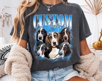 Custom Comfort Colors® Retro Dog Shirt, Personalized Pet Tee, Custom Photo Vintage 90s Graphic, Bootleg Rap Dog Shirt, Custom Design Tshirt