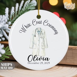 Personalized White Coat Ceremony Ornament, Custom Medical School Graduation Gift for Student Doctor, Unique Keepsake with Name and Date