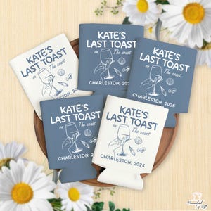 Custom Bachelorette Can Cooler, Personalized Last Toast On The Coast Bachelorette Can Cooler, Beach Bachelorette Party, Custom Party Favors
