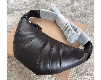 Lambskin Croissant Bag,Minimalist Shoulder Bag,Genuine Leather Bag