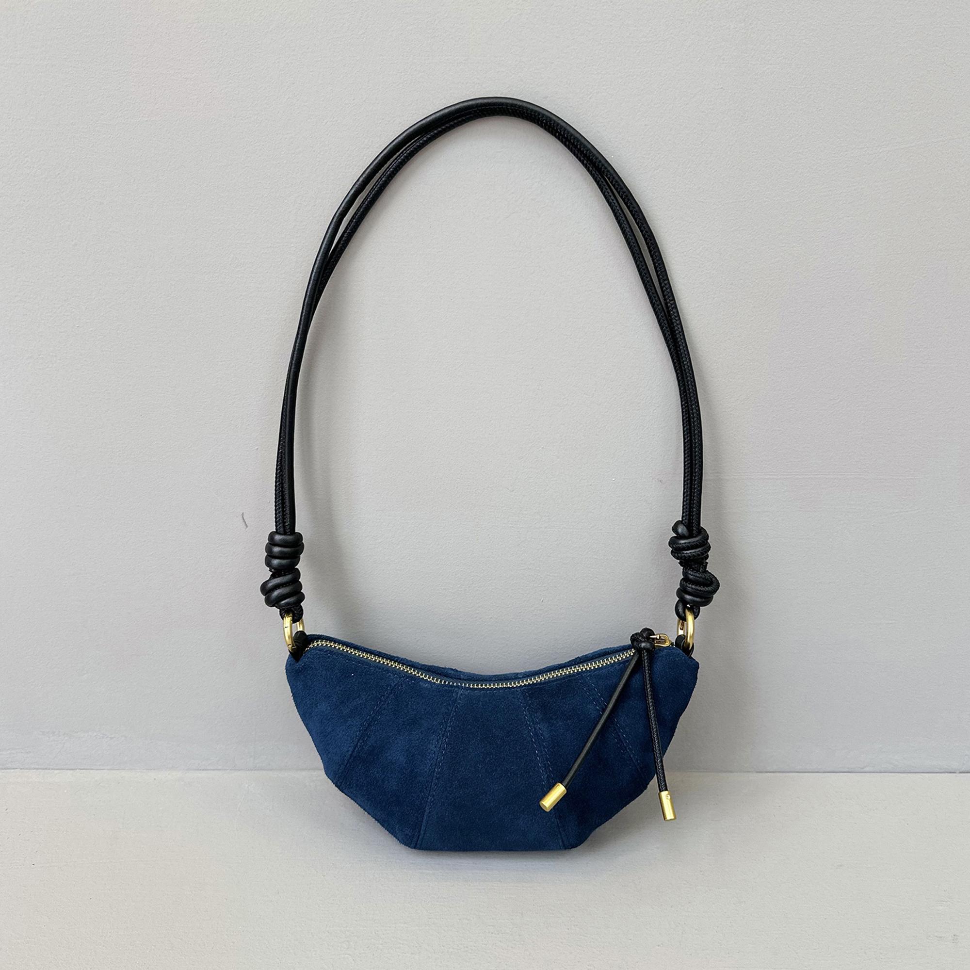 Suede Shoulder Bag, Soft Leather Croissant Bag, Minimal
