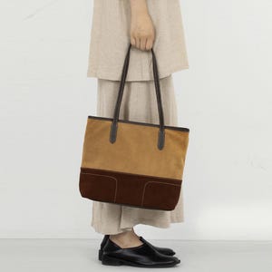 Suede Tote Bag,Genuine Leather Shoulder Bag,Minimal Suede Bag