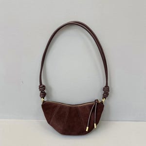 ショルダーバッグ・ポシェット LEATHER SUEDE SHOULDER BAG Suede Shoulder Bag, Soft Leather Croissant Bag, Minimal