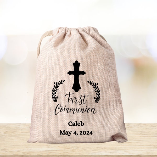 Personalized First Communion Shoes Birthday Favor Bags-Customized Goodie Bag-Custom Name-Kids Party Favor Bag-Children's Name Bag - SET OF 5