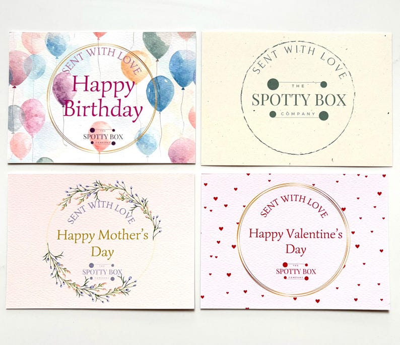 note cards available, Happy Birthday, Happy Mother's Day, Happy Valentine's Day