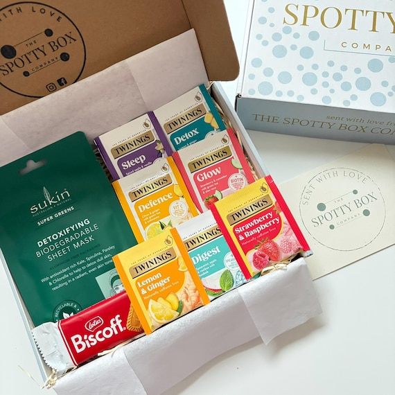 Twinings Herbal/Fruit Tea, Biscuit & Pamper Hamper, Tea Lover Present Gift, Adult Easter Gift, Present for Teacher