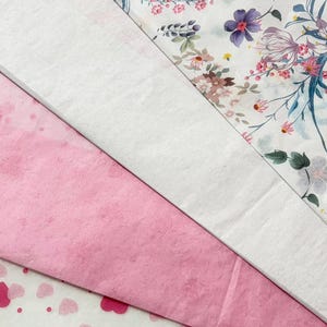 picture of tissue paper choice, hearts, pink, white, floral