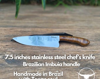 Steel chef's Knife. Brazilian Inbuia handle.
