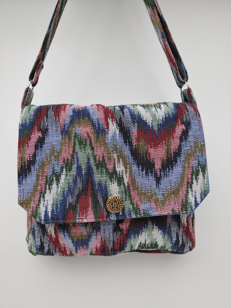 Fabric Messenger Bag Woven Multicolor Shoulder Bag Etsy