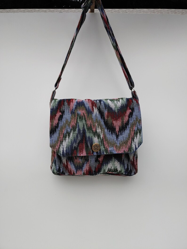 Fabric Messenger Bag Woven Multicolor Shoulder Bag Etsy