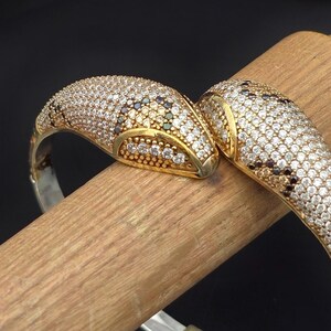 Double Snake Head Sterling Silver Adjustable Cuff Bracelet for Women