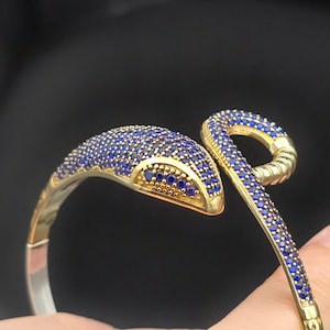 Sapphire Snake Sterling Silver Adjustable Bracelet: Women&#39;s Animal Jewelry