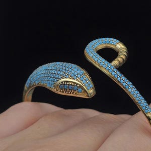 Turquoise Rattlesnake Sterling Silver Adjustable Bracelet: Animal Jewelry for Her