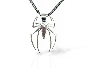 Spider Sterling Silver Pendant Necklace - High Polished Modern Jewelry