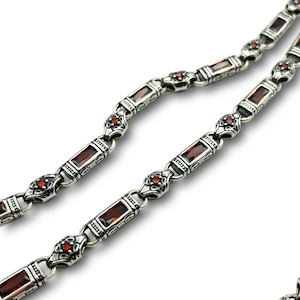 Ruby Stone 925 Sterling Silver Necklace - Authentic Ottoman Design Jewelry