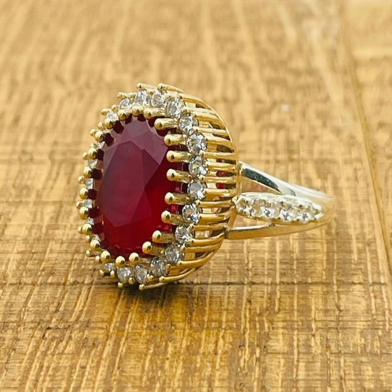 Handmade Ruby Red Ring: Turkish 925 Sterling Silver Jewelry - Etsy
