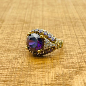 Amethyst Stone Ring: Handmade 925 Sterling Silver, Turkish Design