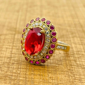 Ruby Red Ring: Turkish 925 Sterling Silver, Handmade