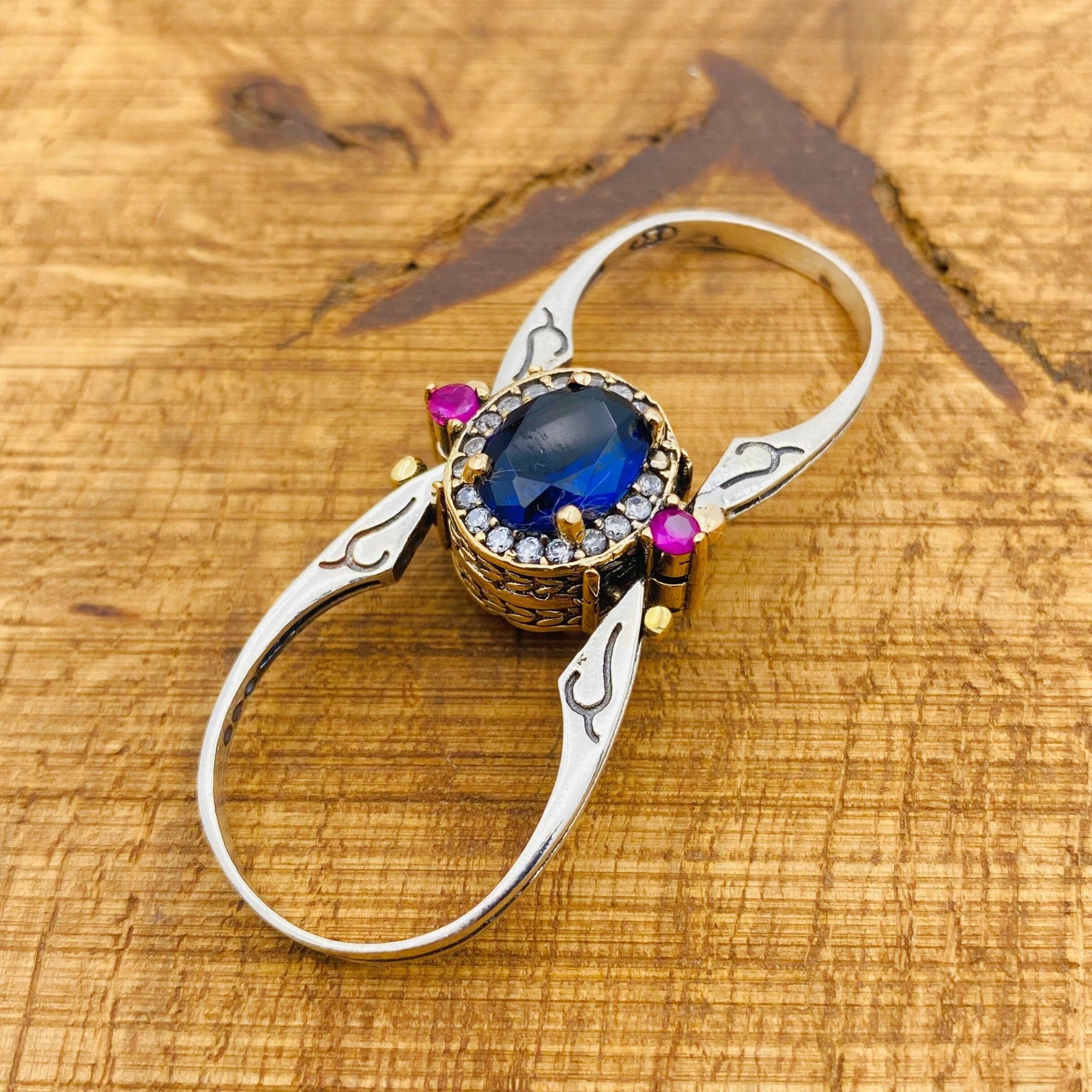 Handmade Sterling Silver Blue Sapphire Sultanit Reversible Ring - Etsy