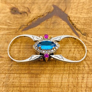 Blue Aquamarine And Red Ruby Marquise Stone Ring, Extraordinary Ring, Reversible Ring Two in a One Ring, Birthstone Reversible Ring,