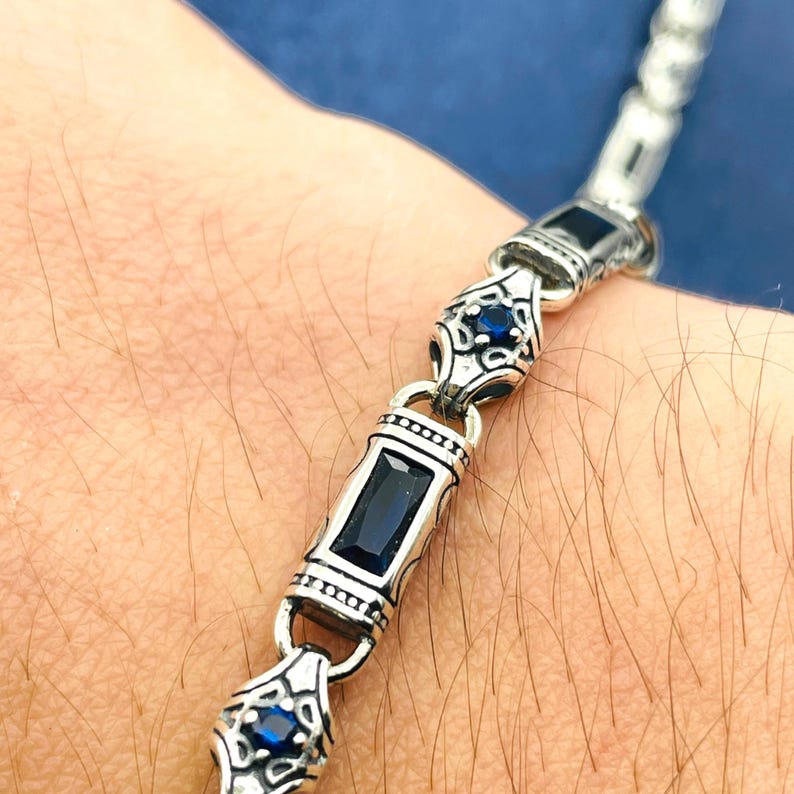 Ruby Stone 925 Sterling Silver Men's Bracelet - Authentic Ottoman ...
