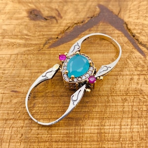 Extraordinary Ring, Reversible Ring Two in a One Ring, Blue Turquoise And Red Ruby Stone Ring, Birthstone Reversible Ring, Birthstone Ring