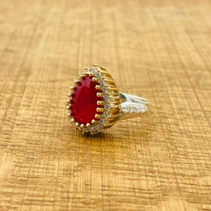 Ruby Red Sterling Silver Ring: Turkish Handmade Jewelry