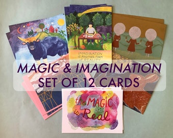 Magic & Imagination - Set of 12 Cards // boxed set cards / magical cards / mystical cards / mystic cards / moon cards / fantasy cards