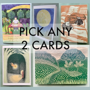 2 CARTES AU CHOIX // 5 x 7 cartes vierges recyclées - cartes d'illustration - jeu de cartes de voeux - jeu de cartes - cartes botaniques - cartes nature