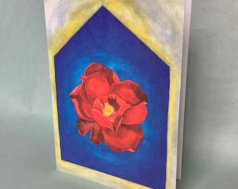 2 CARDS - T052 Home / 5 x 7 Notecards / rose card / flower card / home card / botanical illustration / nature painting / spiritual card