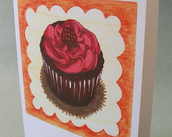 2 CARDS - A008 CUPCAKE / 5 x 7 Notecards - birthday card - happy birthday card - thank you card - congratulations card - food