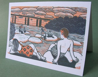 2 CARDS - A025 BELLE Isle Afternoon / 5 x 7 Notecards / summer card / wish you were here / Richmond, Va / rva / river / swimming