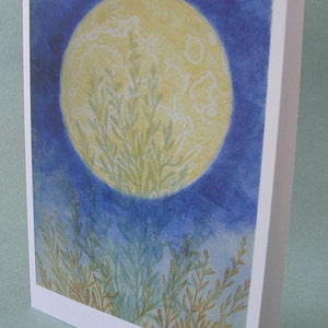 2 CARDS A015 HARVEST MOON / 5 x 7 Notecards / moon card / full moon / moon art / moon print / astrology art / blue / nature card / nature image 1