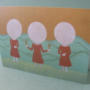 2 TARJETAS - A016 MOON GIRLS / Tarjetas de notas de 5 x 7 / Tarjeta lunar / Arte lunar / Impresión lunar / Tarjeta de naturaleza / Montaña / Paisaje / Brote / Magia